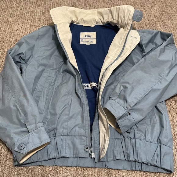 Vintage London Fog Jacket Men’s Small Light Blue Cream Trim - Picture 2 of 6
